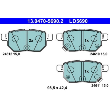 Bremsbelagsatz, Scheibenbremse ATE Ceramic 13.0470-5690.2 Bremsbelagsatz, Scheibenbremse ATE Ceramic 13.0470-5690.2