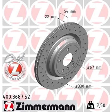 Zimmermann Bremsscheibe SPORT Z 400.3687.52 Zimmermann Bremsscheibe SPORT Z 400.3687.52