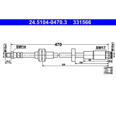 ATE Bremsschlauch 24.5104-0470.3 ATE Bremsschlauch 24.5104-0470.3