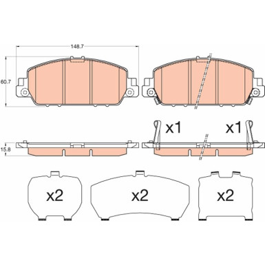 TRW Bremsbelagsatz, Scheibenbremse GDB3615