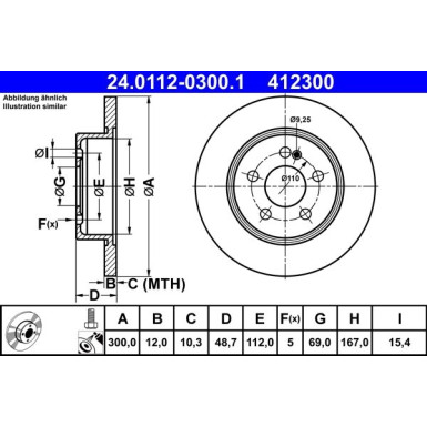ATE 24.0112-0300.1 Bremsscheibe passend für MERCEDES C-Klasse 300mm, 5x112,0, voll, beschichtet, hochgekohlt ATE 24.0112-0300.1 Bremsscheibe passend für MERCEDES C-Klasse 300mm, 5x112,0, voll, beschichtet, hochgekohlt
