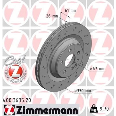 Zimmermann Bremsscheibe Coat Z 400.3635.20 Zimmermann Bremsscheibe Coat Z 400.3635.20
