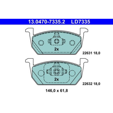 Bremsbelagsatz, Scheibenbremse ATE Ceramic 13.0470-7335.2 Bremsbelagsatz, Scheibenbremse ATE Ceramic 13.0470-7335.2