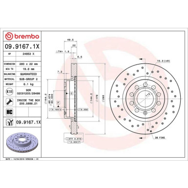 Brembo Bremsscheibe XTRA LINE - Xtra 09.9167.1X Brembo Bremsscheibe XTRA LINE - Xtra 09.9167.1X