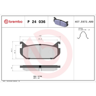 Brembo Bremsbelagsatz, Scheibenbremse PRIME LINE P 24 036 Brembo Bremsbelagsatz, Scheibenbremse PRIME LINE P 24 036