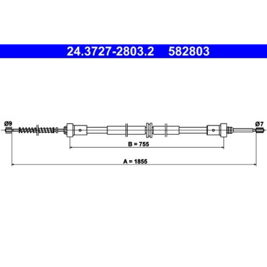 ATE Seilzug, Feststellbremse 24.3727-2803.2 ATE Seilzug, Feststellbremse 24.3727-2803.2