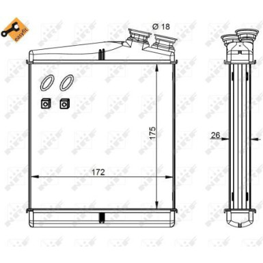 NRF Wärmetauscher, Innenraumheizung ohne Rohr EASY FIT 54340