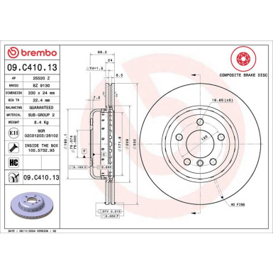 Brembo Bremsscheibe PRIME LINE - Composite 09.C410.13