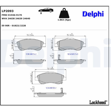 Delphi Bremsbelagsatz, Scheibenbremse LP2093