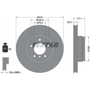 Textar Bremsscheibe PRO+ 92071405