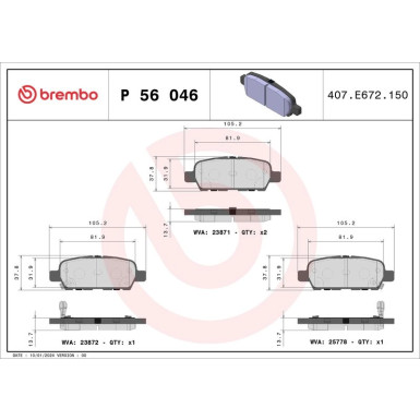 Bremsbelagsatz, Scheibenbremse P 56 046 Bremsbelagsatz, Scheibenbremse P 56 046