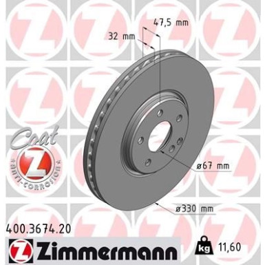Zimmermann Bremsscheibe Coat Z 400.3674.20