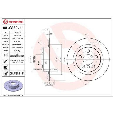 Brembo Bremsscheibe PRIME LINE - UV Coated 08.C352.11