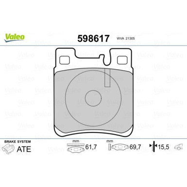 Valeo Bremsbelagsatz, Scheibenbremse 598617