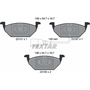 TEXTAR Bremsscheiben Ø256 + Beläge Vorne PR: 1LQ, 1ZF (92082205 + 2313101)