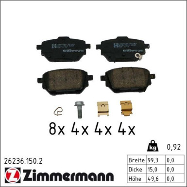 Zimmermann Bremsbelagsatz, Scheibenbremse 26236.150.2