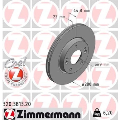 Zimmermann Bremsscheibe Coat Z 320.3813.20