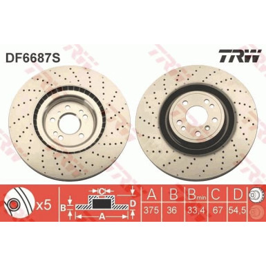 Bremsscheibe TRW SINGLE DF6687S