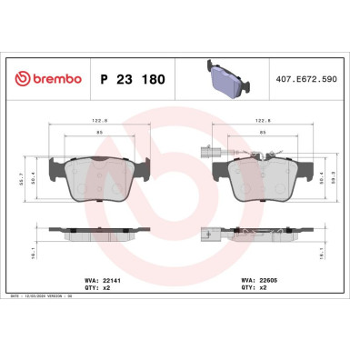 Brembo Bremsbelagsatz, Scheibenbremse PRIME LINE P 23 180