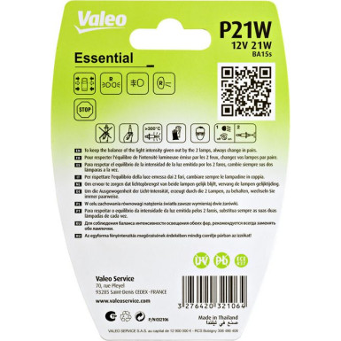 Valeo Glühlampe, Blinkleuchte ESSENTIAL 032106