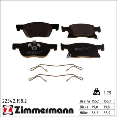 Zimmermann Bremsbelagsatz, Scheibenbremse 22342.198.2 Zimmermann Bremsbelagsatz, Scheibenbremse 22342.198.2