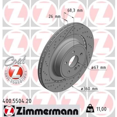 Zimmermann Bremsscheibe Coat Z 400.5504.20 Zimmermann Bremsscheibe Coat Z 400.5504.20