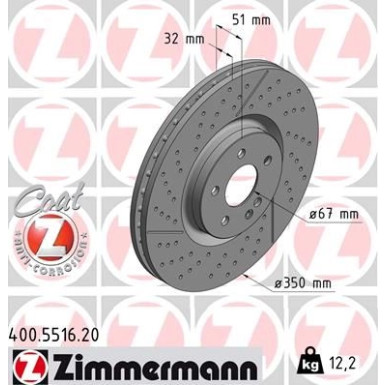 Zimmermann Bremsscheibe Coat Z 400.5516.20 Zimmermann Bremsscheibe Coat Z 400.5516.20