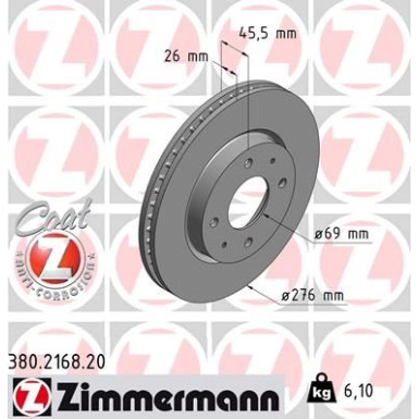 Zimmermann Bremsscheibe Coat Z 380.2168.20 Zimmermann Bremsscheibe Coat Z 380.2168.20