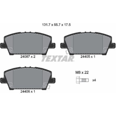Textar Bremsbelagsatz, Scheibenbremse Q+ 2408701 Textar Bremsbelagsatz, Scheibenbremse Q+ 2408701