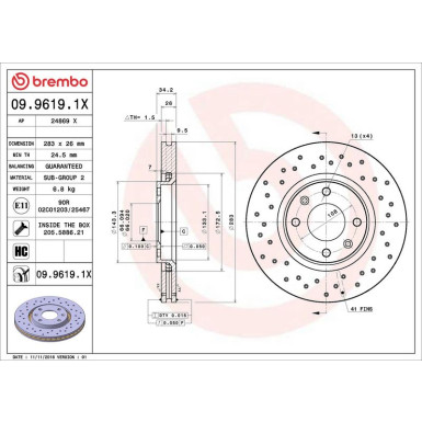 Bremsscheibe 09.9619.1X Bremsscheibe 09.9619.1X
