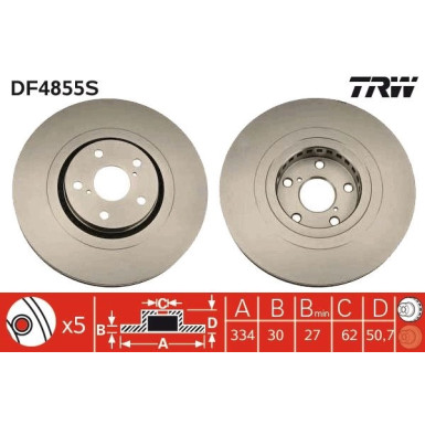 Bremsscheibe TRW SINGLE DF4855S Bremsscheibe TRW SINGLE DF4855S