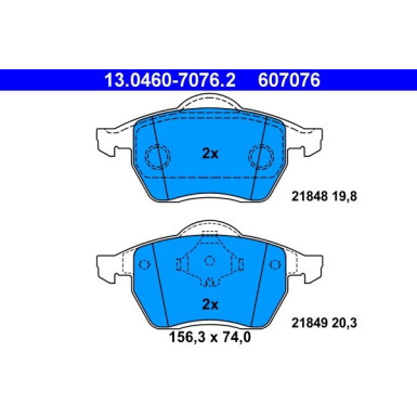 ATE Bremsbelagsatz, Scheibenbremse 13.0460-7076.2 ATE Bremsbelagsatz, Scheibenbremse 13.0460-7076.2