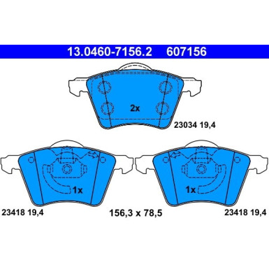 ATE Bremsbelagsatz, Scheibenbremse 13.0460-7156.2 ATE Bremsbelagsatz, Scheibenbremse 13.0460-7156.2