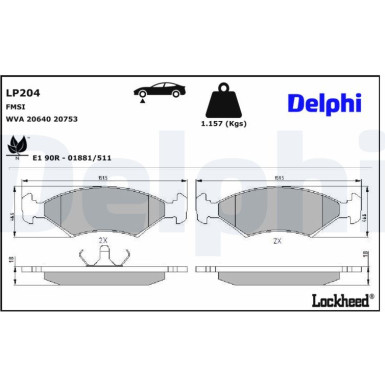 Delphi Bremsbelagsatz, Scheibenbremse LP204