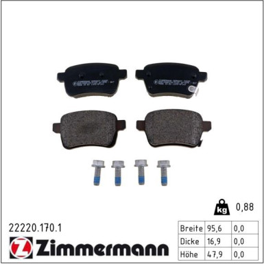 Zimmermann Bremsbelagsatz, Scheibenbremse 22220.170.1 Zimmermann Bremsbelagsatz, Scheibenbremse 22220.170.1