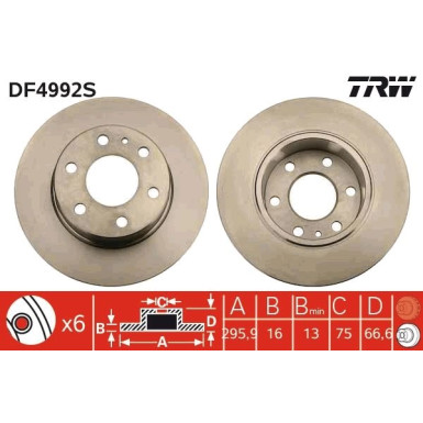Bremsscheibe TRW SINGLE DF4992S