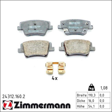 Zimmermann Bremsbelagsatz, Scheibenbremse 24312.160.2