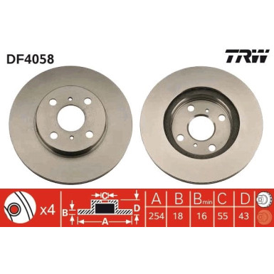TRW Bremsscheibe DF4058 TRW Bremsscheibe DF4058