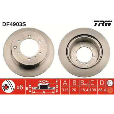 Bremsscheibe TRW SINGLE DF4903S