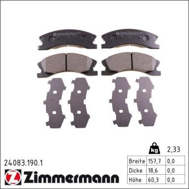 Zimmermann Bremsbelagsatz, Scheibenbremse 24083.190.1