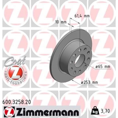 Zimmermann Bremsscheibe Coat Z 600.3258.20 Zimmermann Bremsscheibe Coat Z 600.3258.20