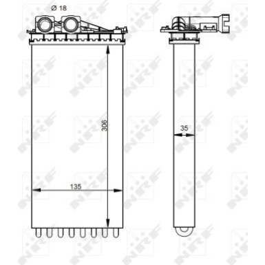 NRF Wärmetauscher, Innenraumheizung ohne Rohr 54333