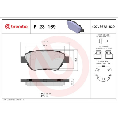 Brembo Bremsbelagsatz, Scheibenbremse PRIME LINE P 23 169