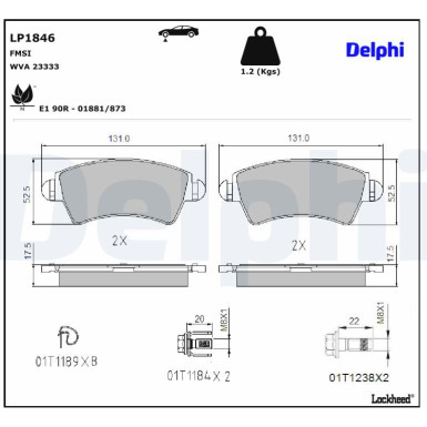 LP1846 Bremsbelagsatz, Scheibenbremse