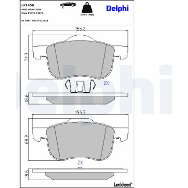 LP1458 Bremsbelagsatz, Scheibenbremse
