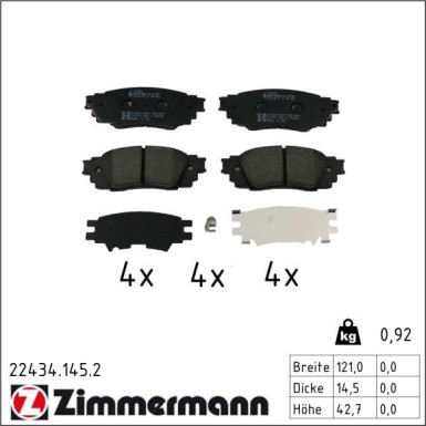 Zimmermann Bremsbelagsatz, Scheibenbremse 22434.145.2 Zimmermann Bremsbelagsatz, Scheibenbremse 22434.145.2