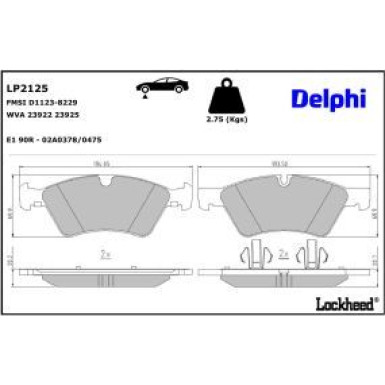 Delphi Bremsbelagsatz, Scheibenbremse LP2125