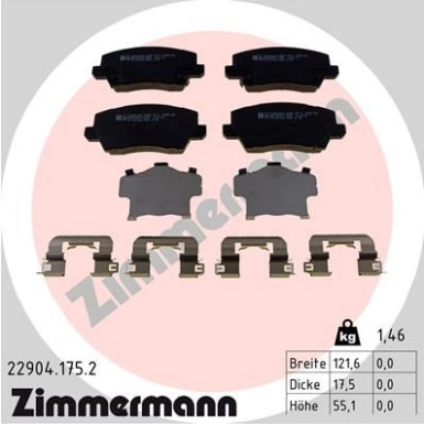 Zimmermann | Bremsbelagsatz, Scheibenbremse | 22904.175.2