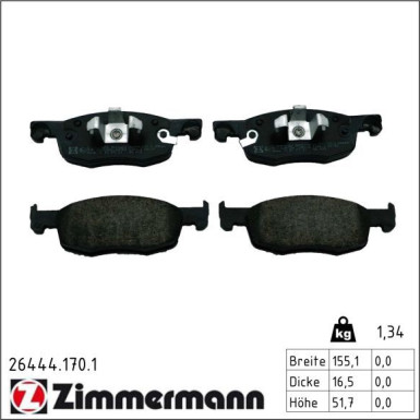 Zimmermann Bremsbelagsatz, Scheibenbremse 26444.170.1 Zimmermann Bremsbelagsatz, Scheibenbremse 26444.170.1