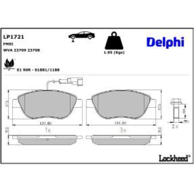 Delphi Bremsbelagsatz, Scheibenbremse LP1721